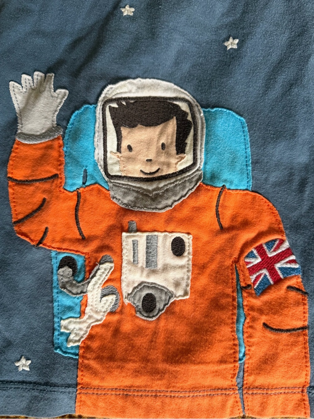 Baby Boden Astronaut Appliqué Long Sleeve Shirt 18-24M Blue Space